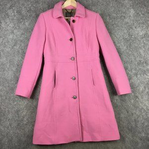 J Crew Coat 8 Lady Day Pink Wool Blend Italian Double Cloth, Lined and Warm.